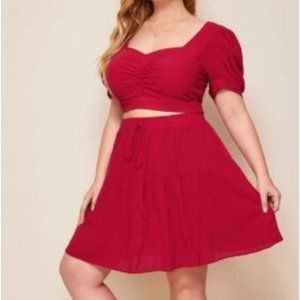 Two piece red skirt and top